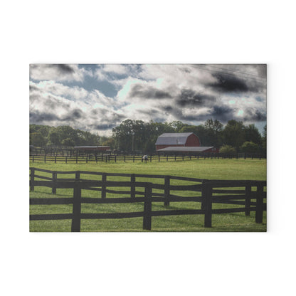 U R There Photography Hosner Road Farm Rustic Farmhouse Tempered-Glass Cutting Board
