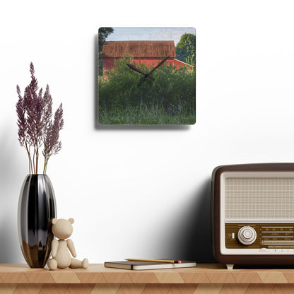 U R There Photography Genesee Road Red I Rustic Farmhouse Acrylic Analog Wall Clock