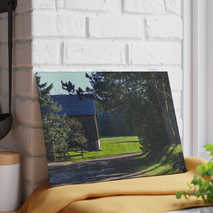 U R There Photography Hosner Road Hidden Grey Rustic Farmhouse Tempered-Glass Cutting Board