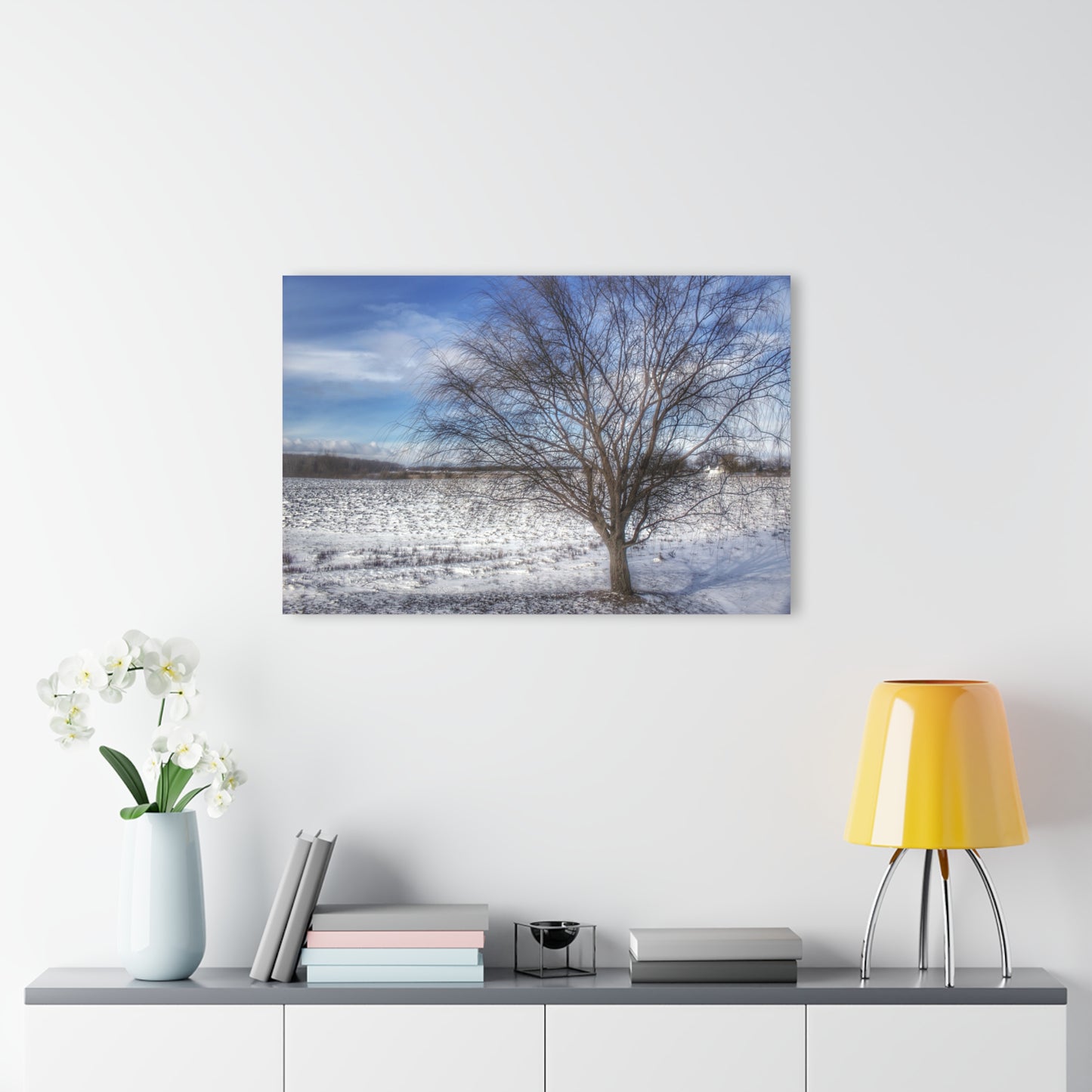 U R There Photography Winter Farm Willow Tree Rustic Farmhouse Acrylic Wall Print