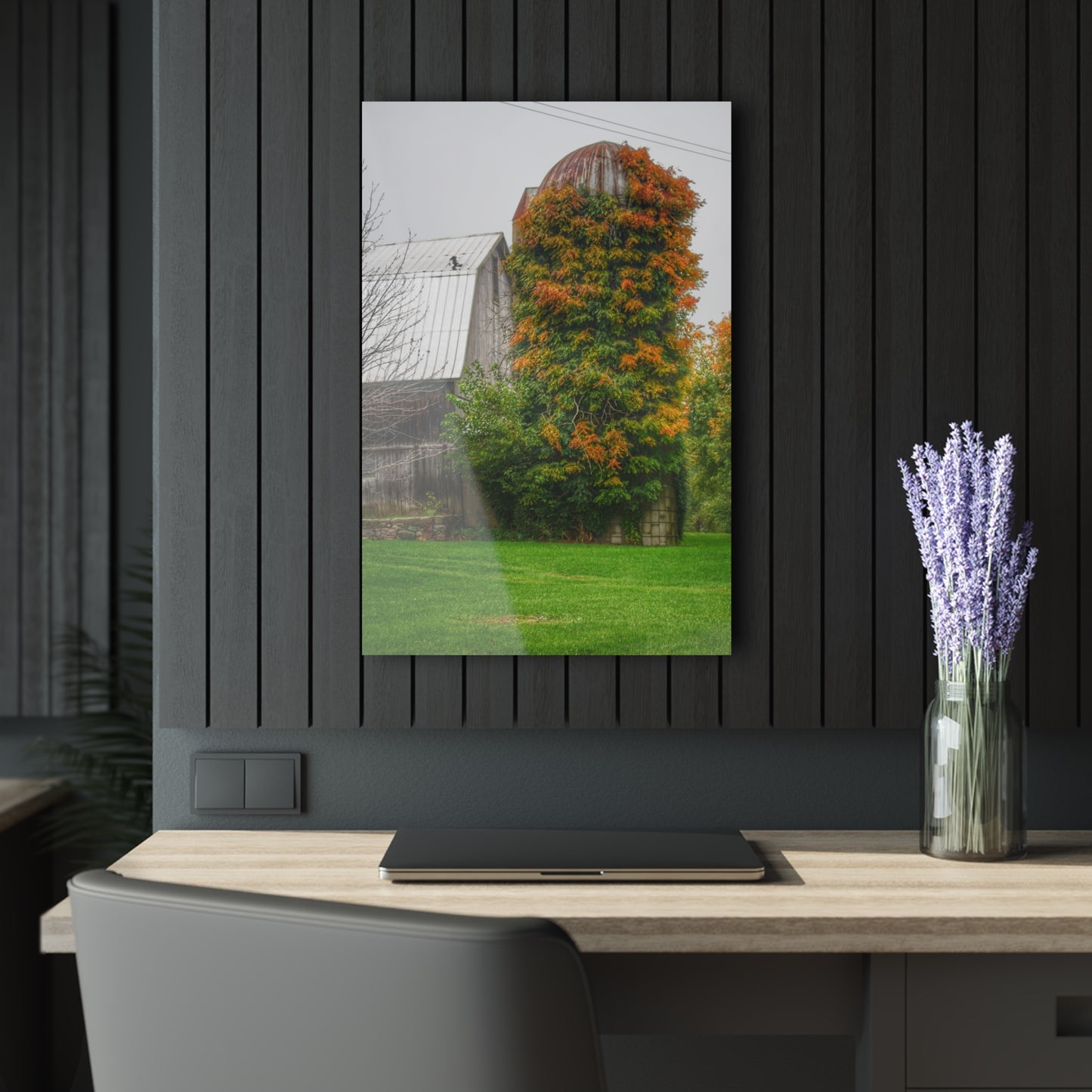 U R There Photography Ludwig Road Oxford Grey and Silo Rustic Farmhouse Acrylic Wall Print