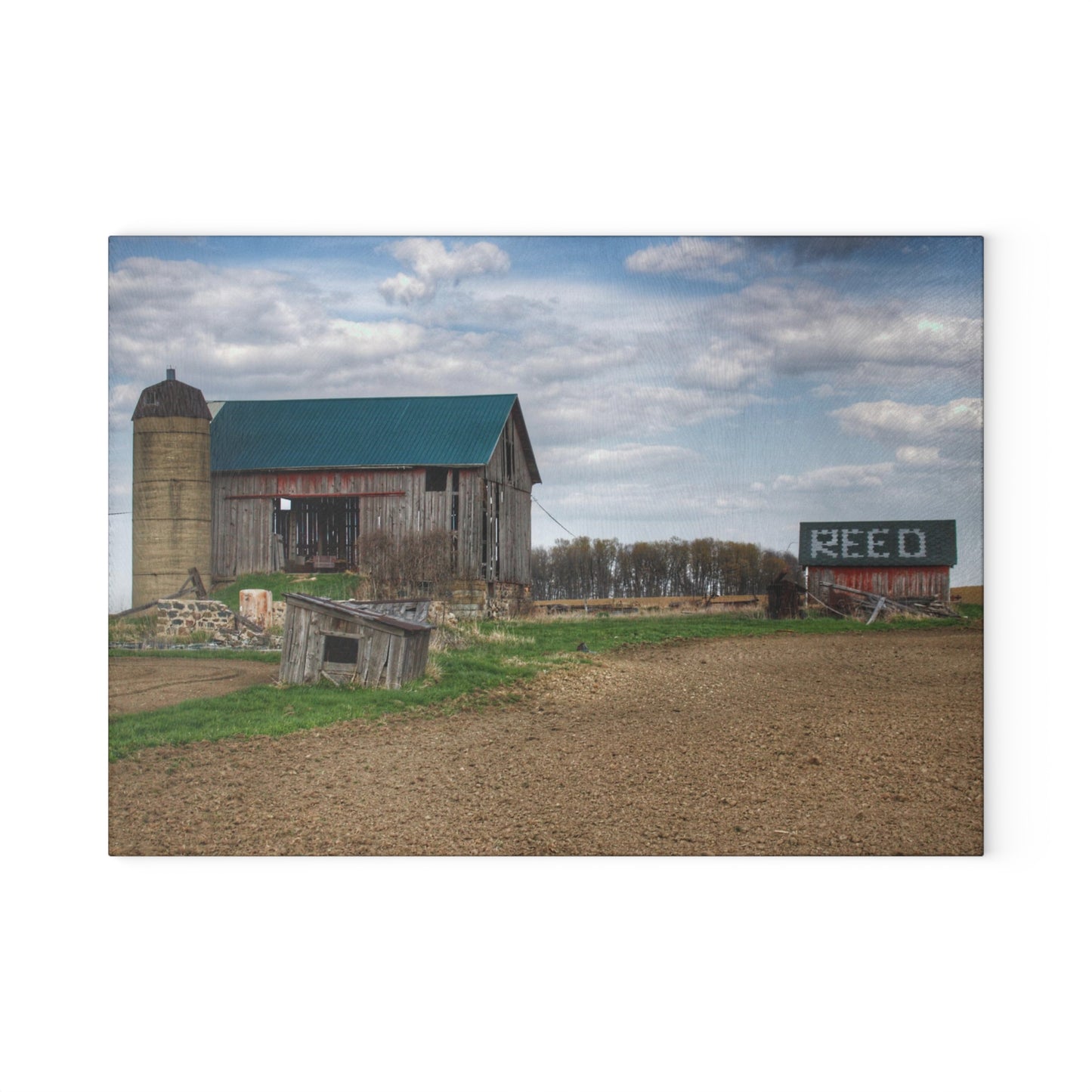 U R There Photography Cedar Creek Road Reds Rustic Farmhouse Tempered-Glass Cutting Board