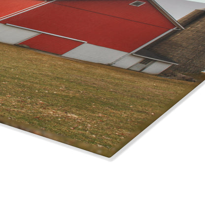 U R There Photography Brocker Road Red I Rustic Farmhouse Tempered-Glass Cutting Board