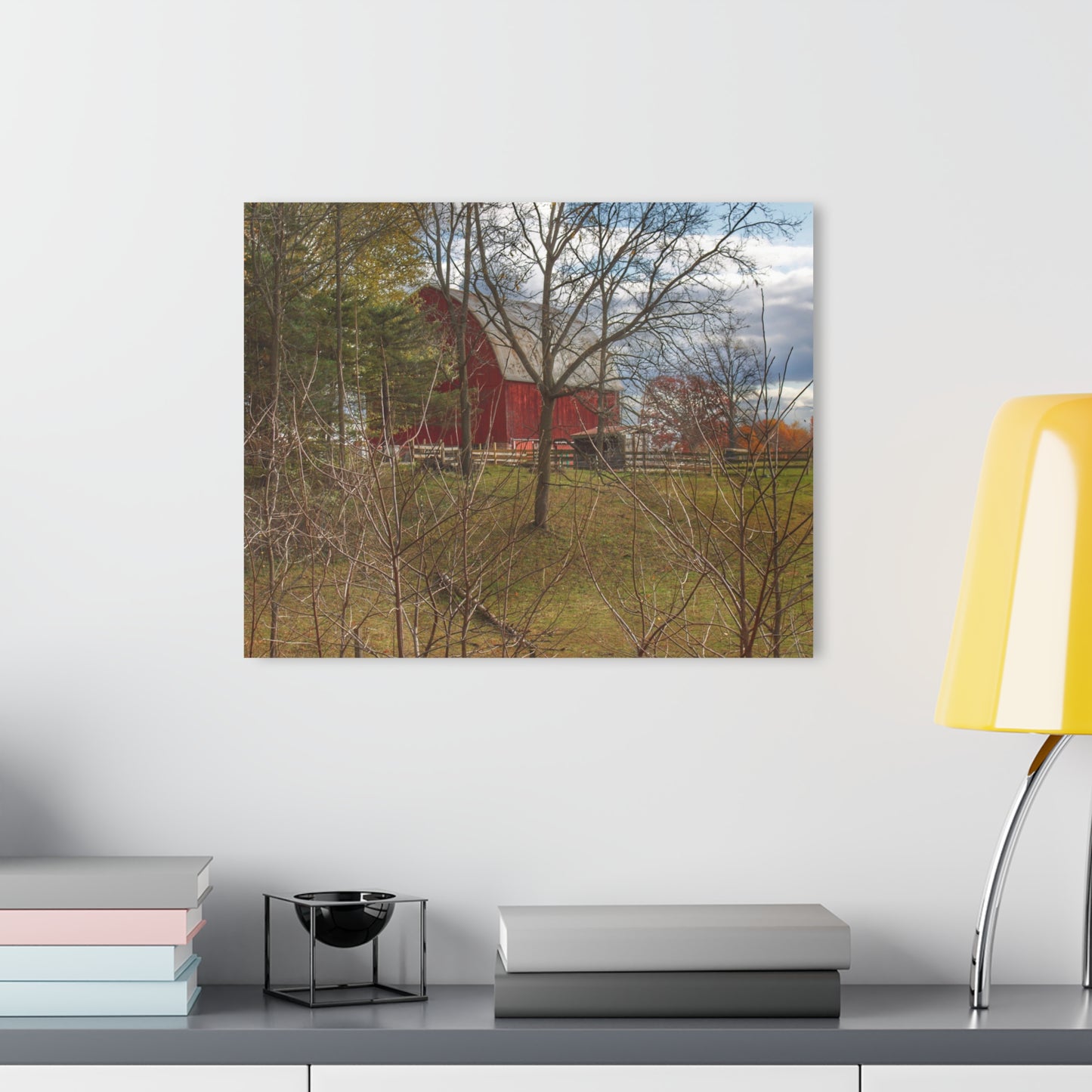 U R There Photography Laur Road Hidden Red Rustic Farmhouse Acrylic Wall Print