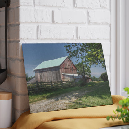 U R There Photography Castle Road Cow Barn II Rustic Farmhouse Tempered-Glass Cutting Board