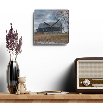 U R There Photography Attica Road Black Rustic Farmhouse Acrylic Analog Wall Clock