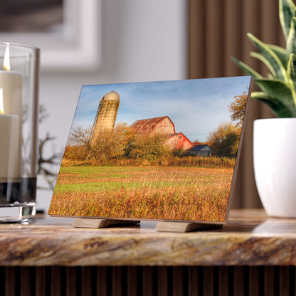 U R There Photography Cade Road Red and Silo Rustic Farmhouse Decorative Ceramic Tile