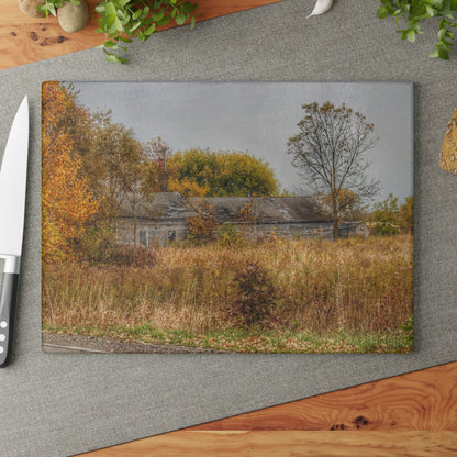 U R There Photography Hill Road Roadside Greys Rustic Farmhouse Tempered-Glass Cutting Board