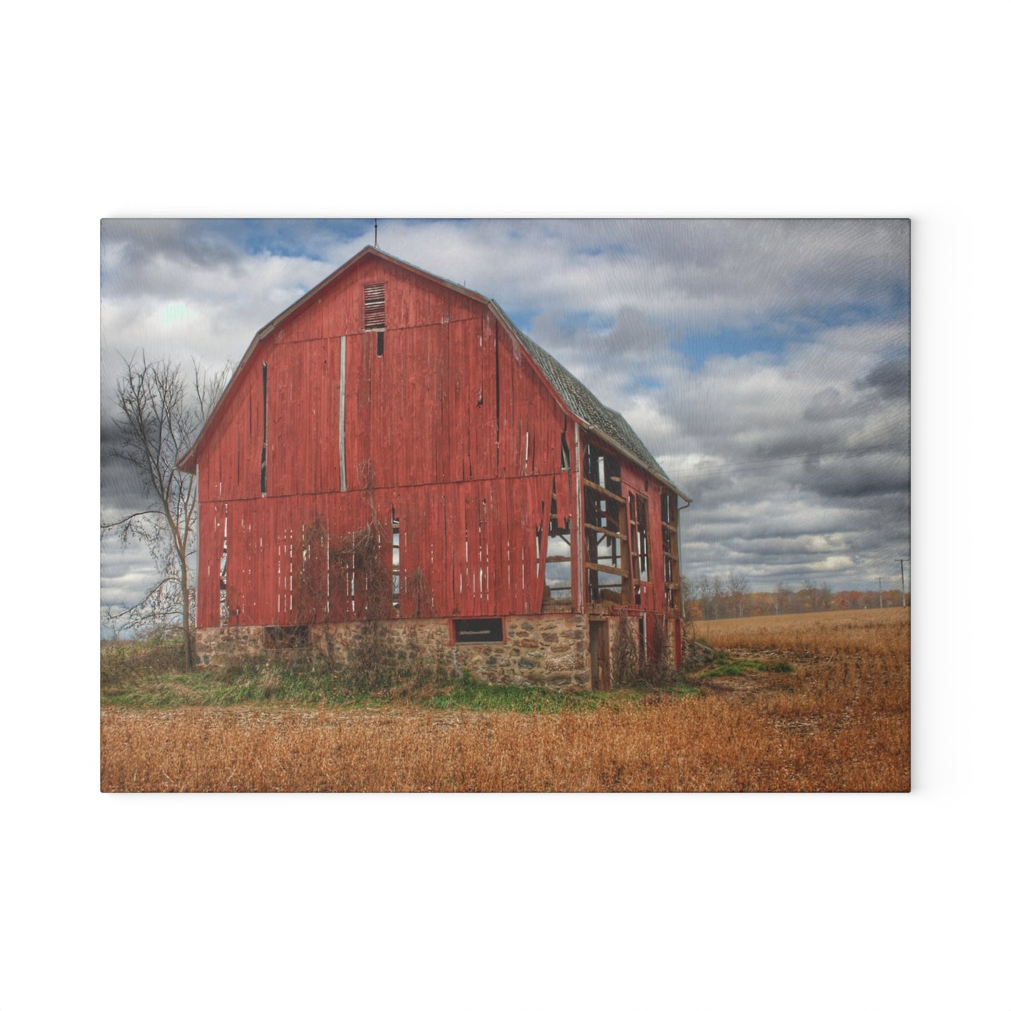 U R There Photography Laur Road Forgotten Red I Rustic Farmhouse Tempered-Glass Cutting Board