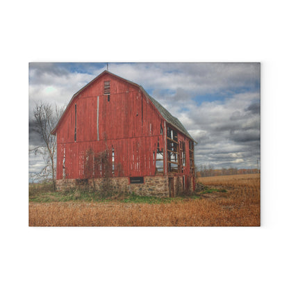 U R There Photography Laur Road Forgotten Red I Rustic Farmhouse Tempered-Glass Cutting Board