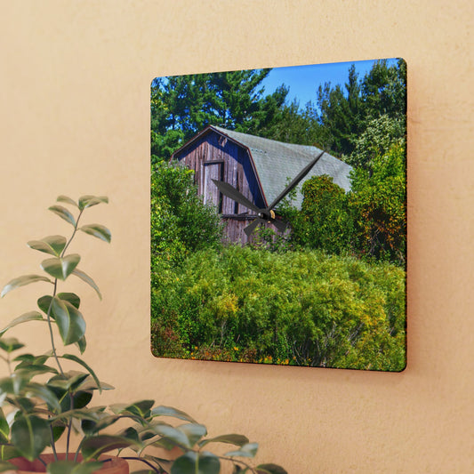 U R There Photography Saginaw Road Hidden Grey Rustic Farmhouse Acrylic Analog Wall Clock