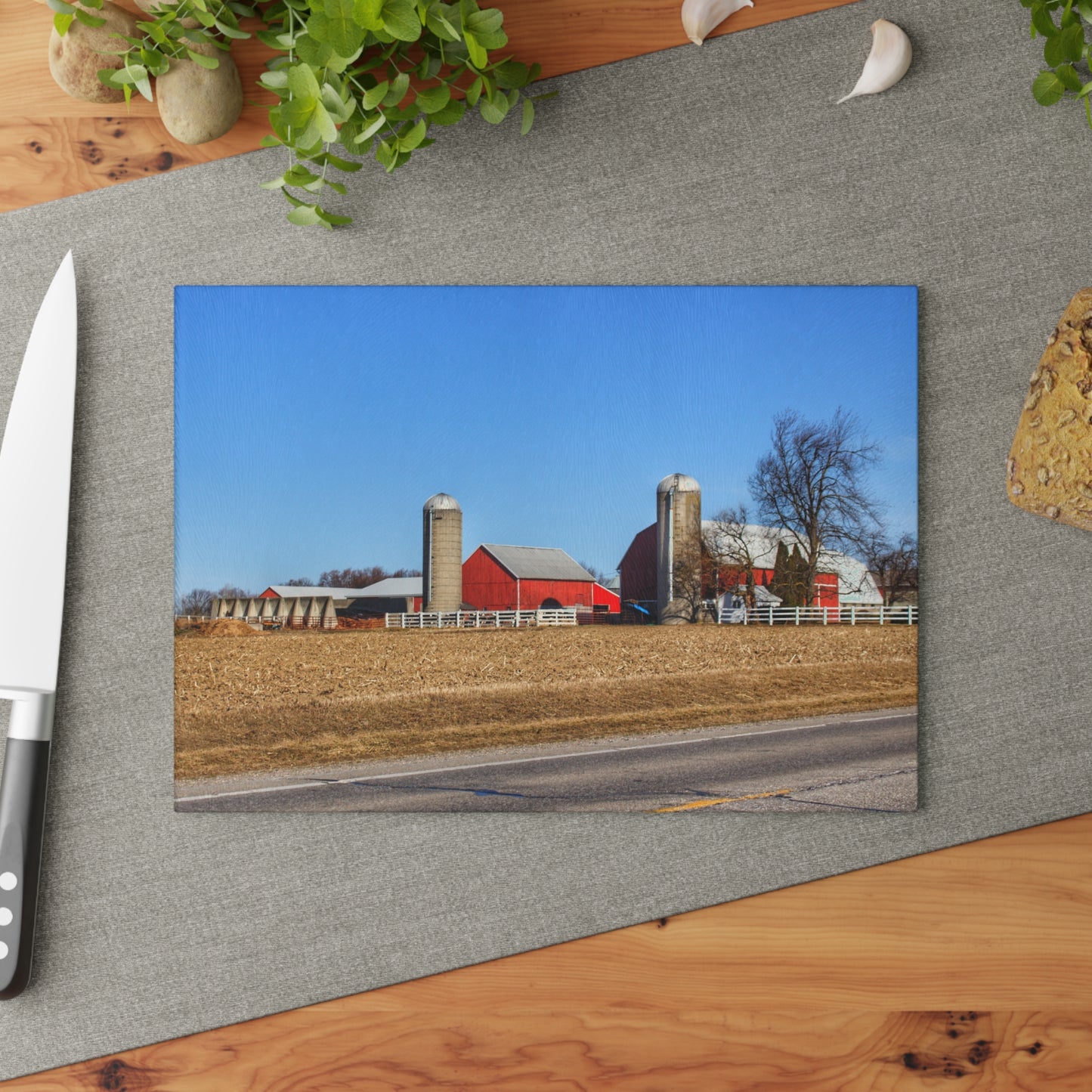 U R There Photography Marlette Reds Rustic Farmhouse Tempered-Glass Cutting Board