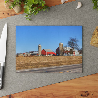 U R There Photography Marlette Reds Rustic Farmhouse Tempered-Glass Cutting Board