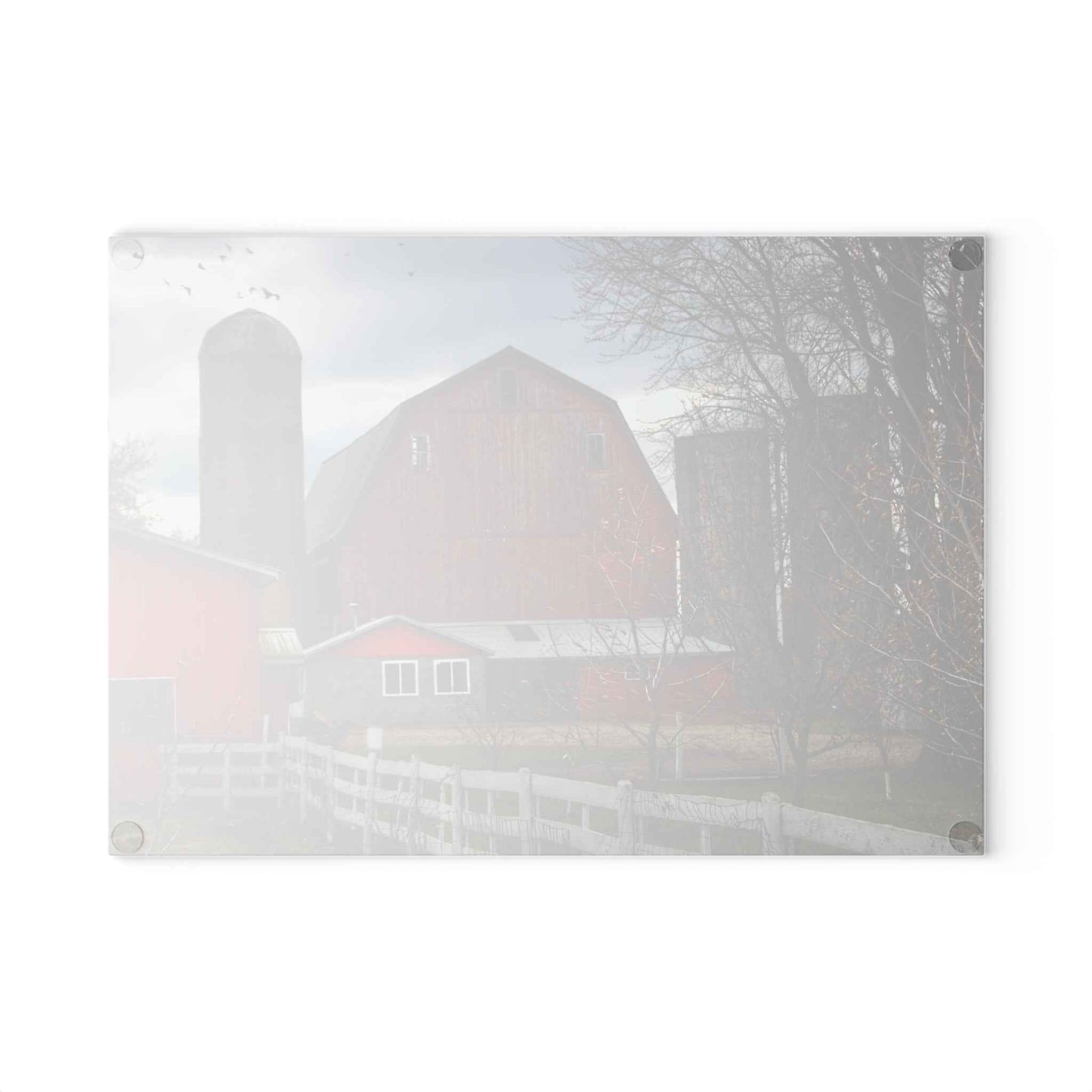 U R There Photography Peck Red Rustic Farmhouse Tempered-Glass Cutting Board