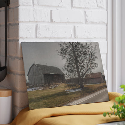 U R There Photography Roadside Greys Rustic Farmhouse Tempered-Glass Cutting Board