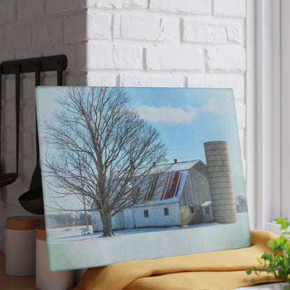 U R There Photography Barnes Road White Rustic Farmhouse Tempered-Glass Cutting Board