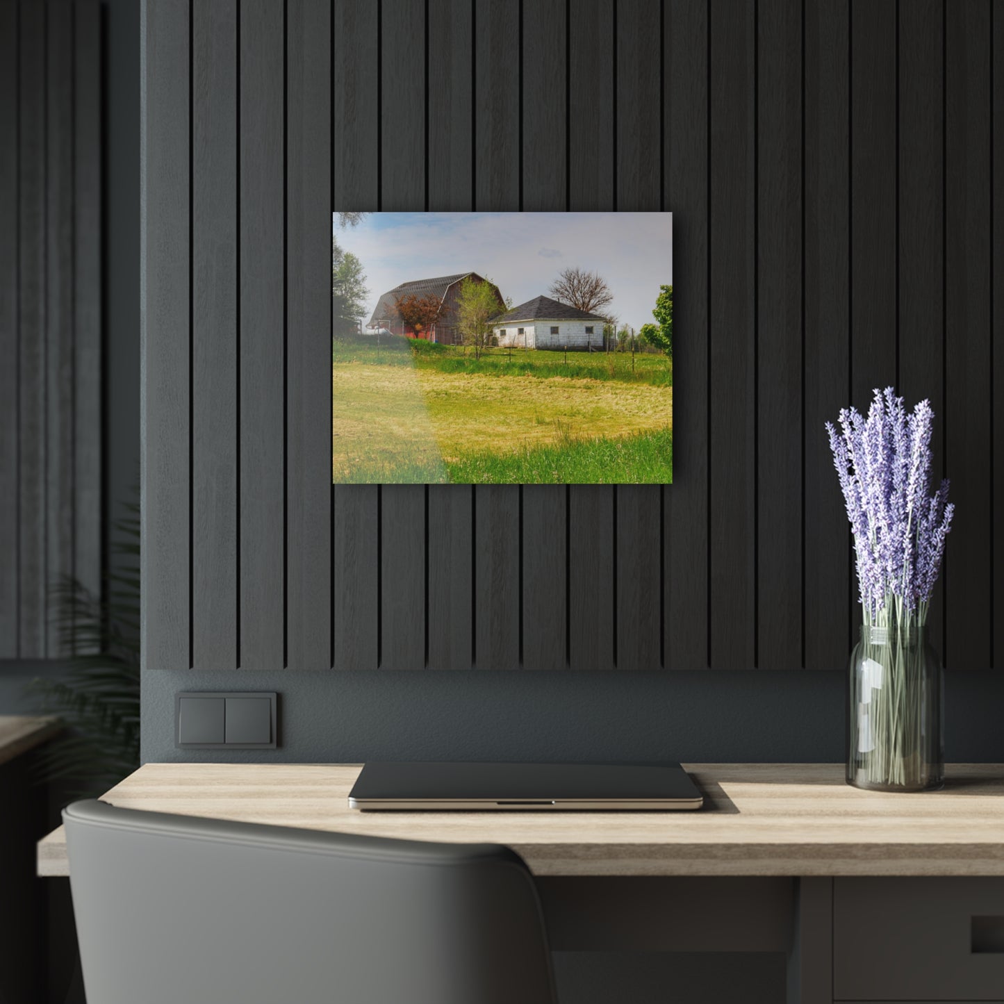 U R There Photography Colwood Hidden Red and Little White Rustic Farmhouse Acrylic Wall Print