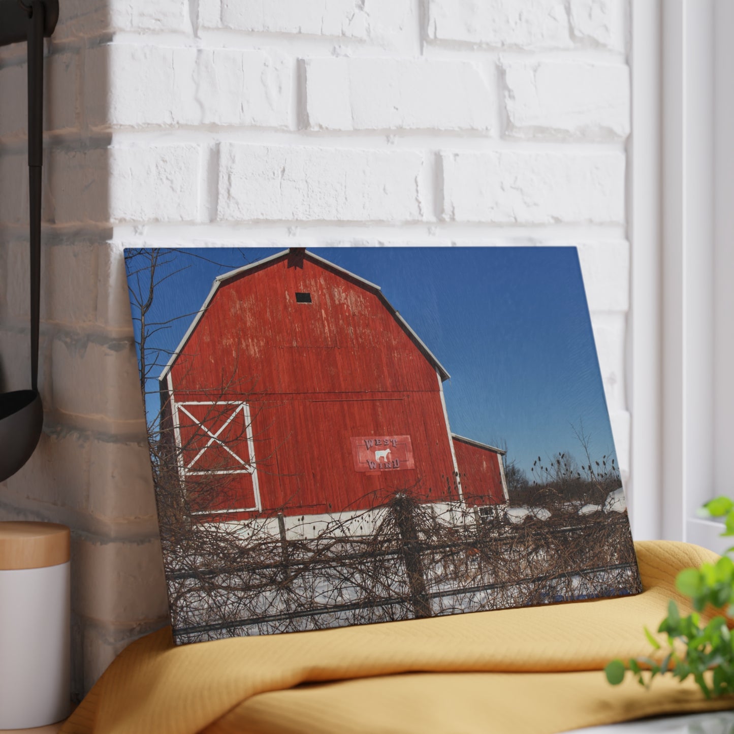 U R There Photography Vassar Red Wild Rustic Farmhouse Tempered-Glass Cutting Board