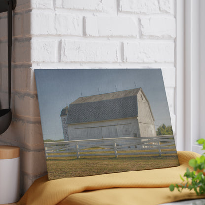 U R There Photography Belsay Road White Rustic Farmhouse Tempered-Glass Cutting Board
