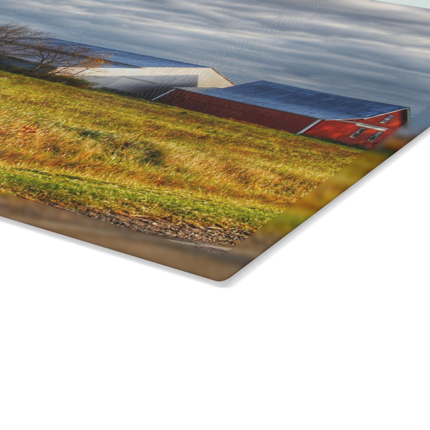 U R There Photography Marlette Road Farm I Rustic Farmhouse Tempered-Glass Cutting Board