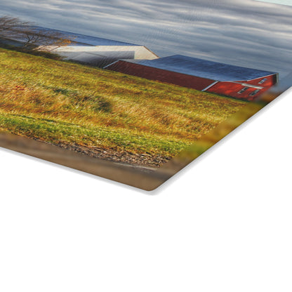 U R There Photography Marlette Road Farm I Rustic Farmhouse Tempered-Glass Cutting Board