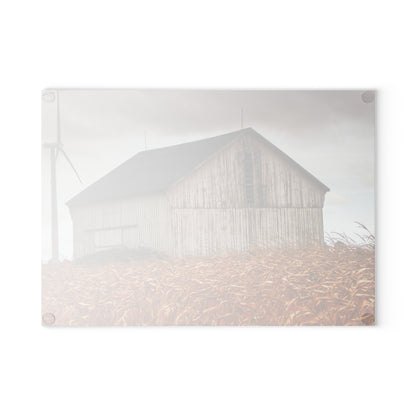 U R There Photography Merry Road Grey Rustic Farmhouse Tempered-Glass Cutting Board