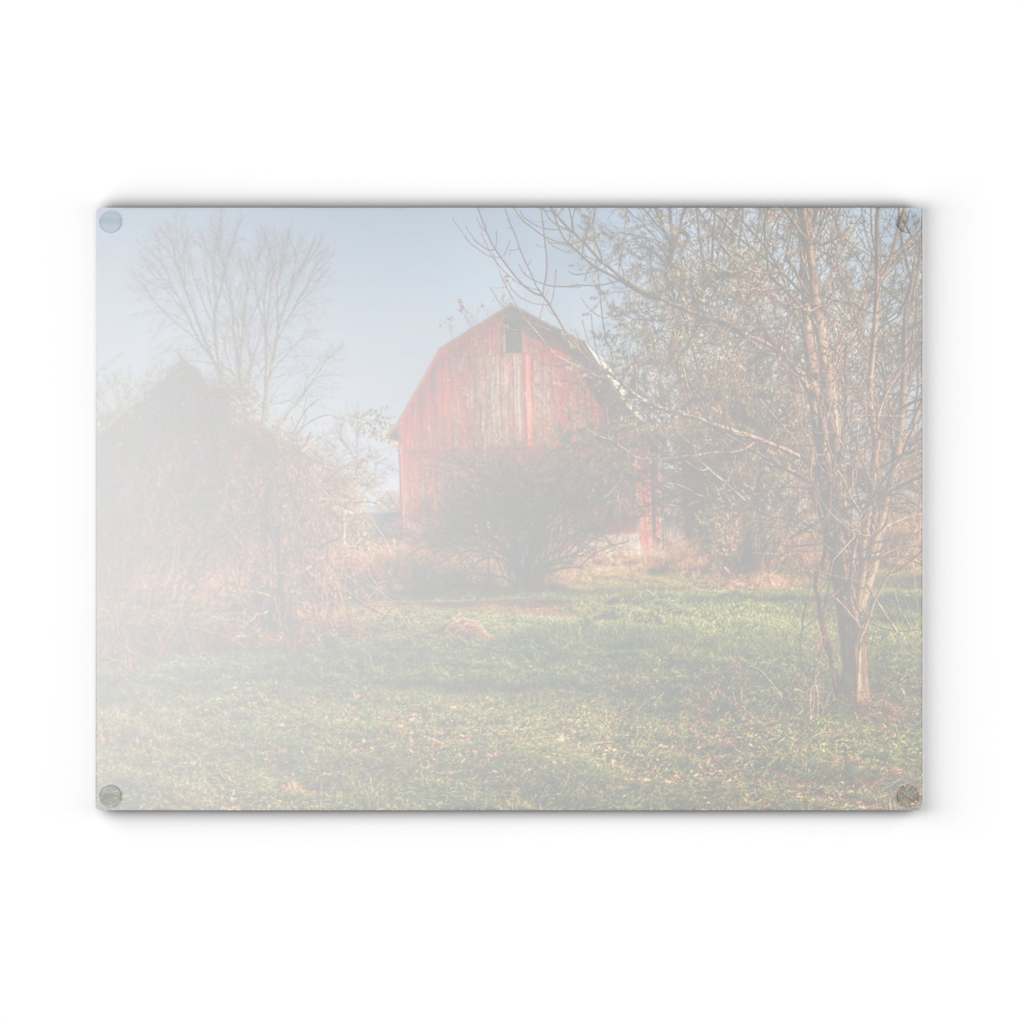 U R There Photography Columbiaville Red in November Rustic Farmhouse Tempered-Glass Cutting Board