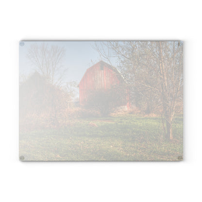 U R There Photography Columbiaville Red in November Rustic Farmhouse Tempered-Glass Cutting Board