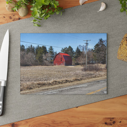 U R There Photography Maple Grove Little Red Rustic Farmhouse Tempered-Glass Cutting Board