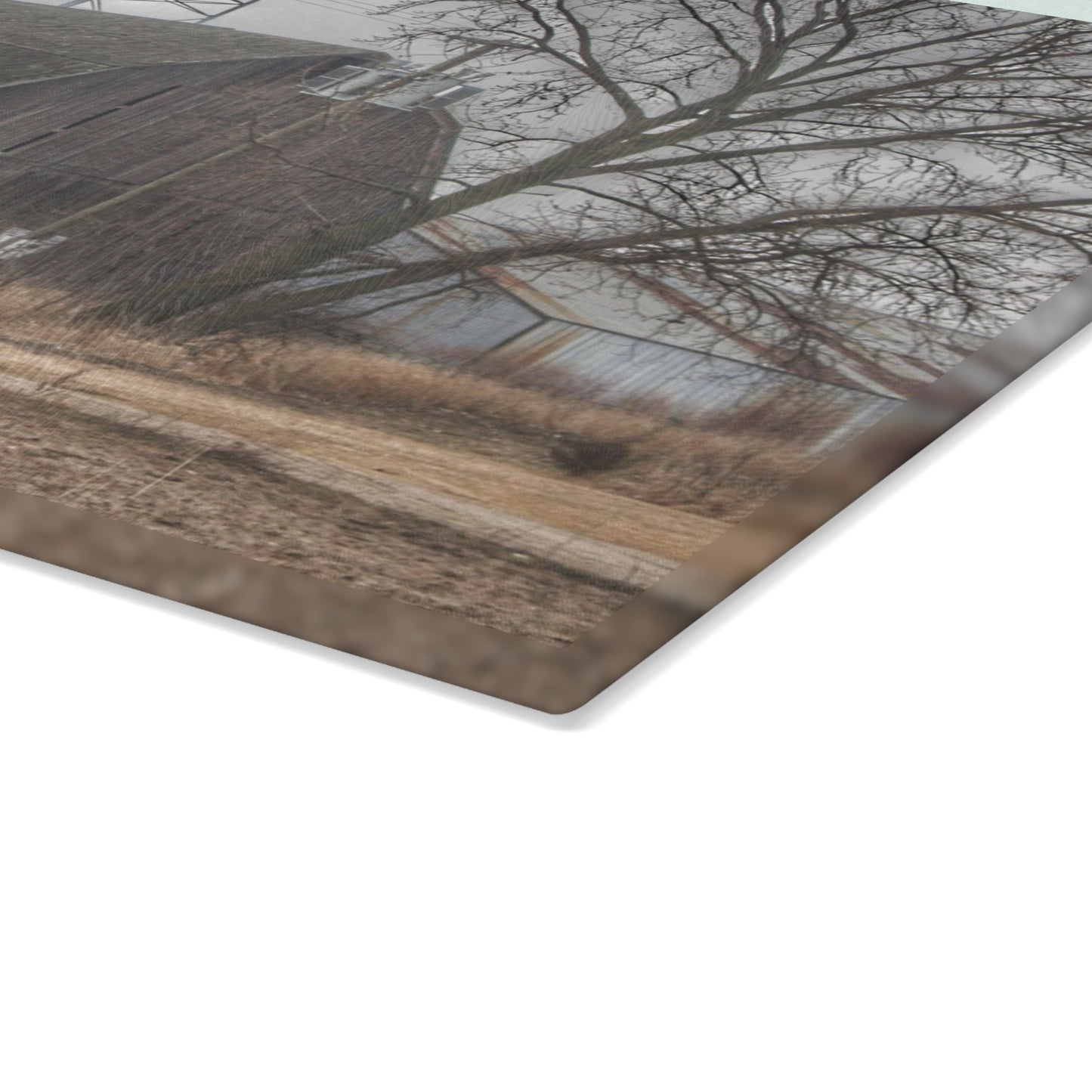 U R There Photography Barnes Road End of Days Rustic Farmhouse Tempered-Glass Cutting Board