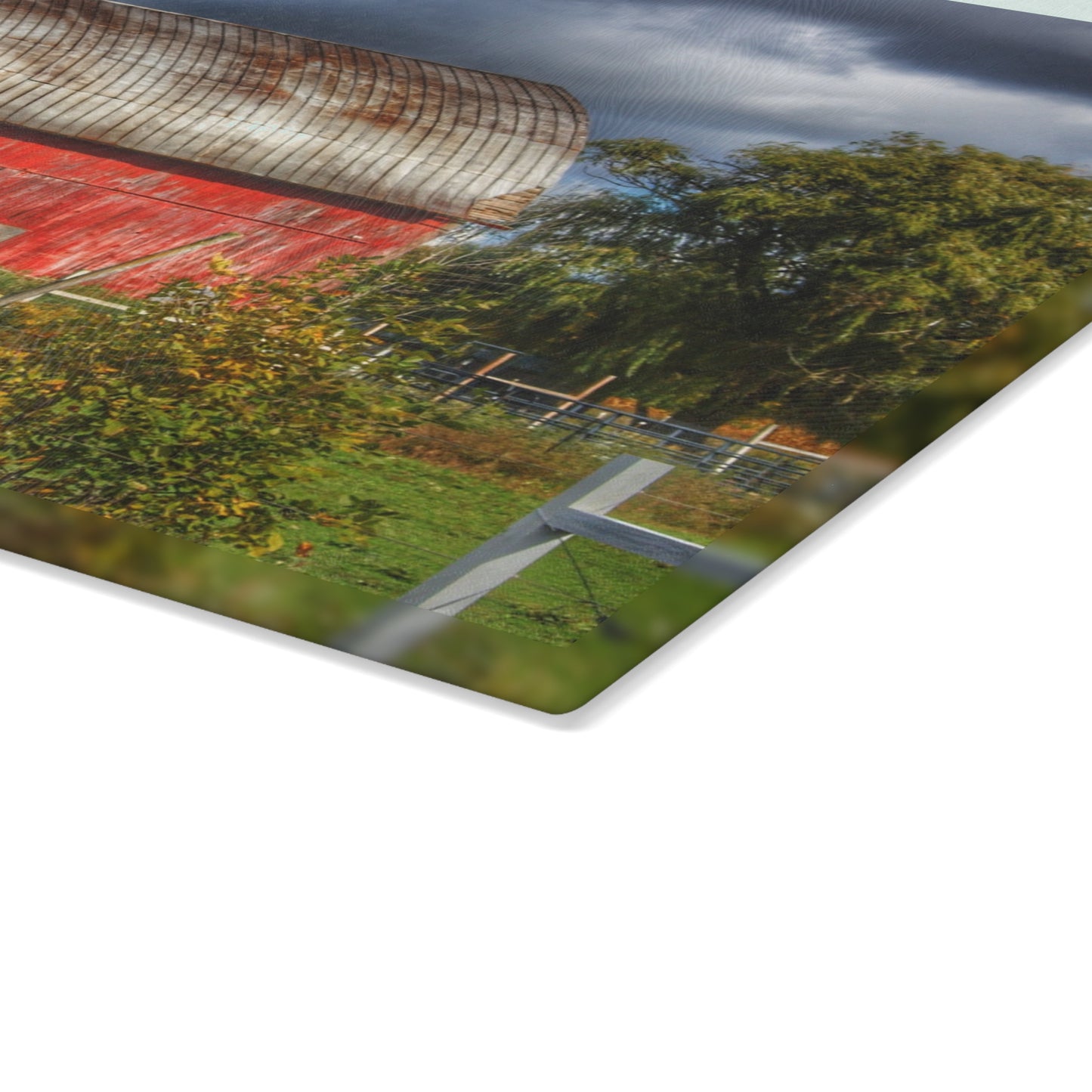 U R There Photography Washburn Rusted Red Rustic Farmhouse Tempered-Glass Cutting Board