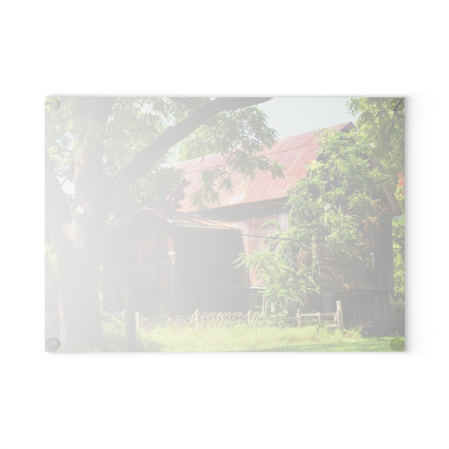U R There Photography Oxford Rusted Red III Rustic Farmhouse Tempered-Glass Cutting Board 8"x 11"
