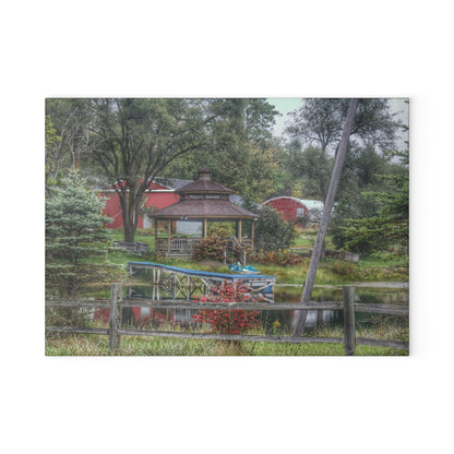 U R There Photography Columbiaville Gazebo Rustic Farmhouse Tempered-Glass Cutting Board