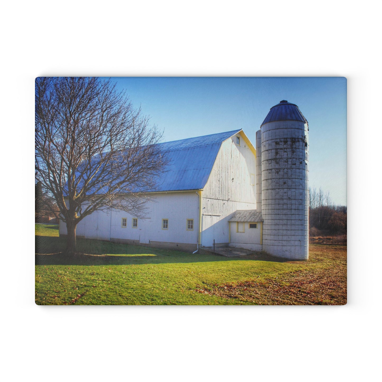 U R There Photography Elba White Rustic Farmhouse Tempered-Glass Cutting Board