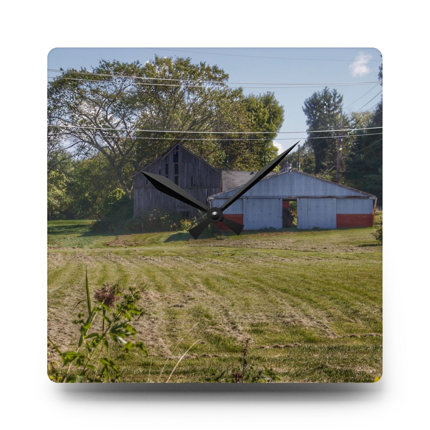 U R There Photography Havens Road Grey Rustic Farmhouse Acrylic Analog Wall Clock