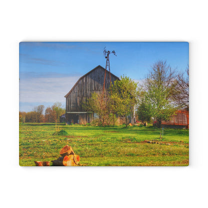 U R There Photography Sohn Road Greys Rustic Farmhouse Tempered-Glass Cutting Board