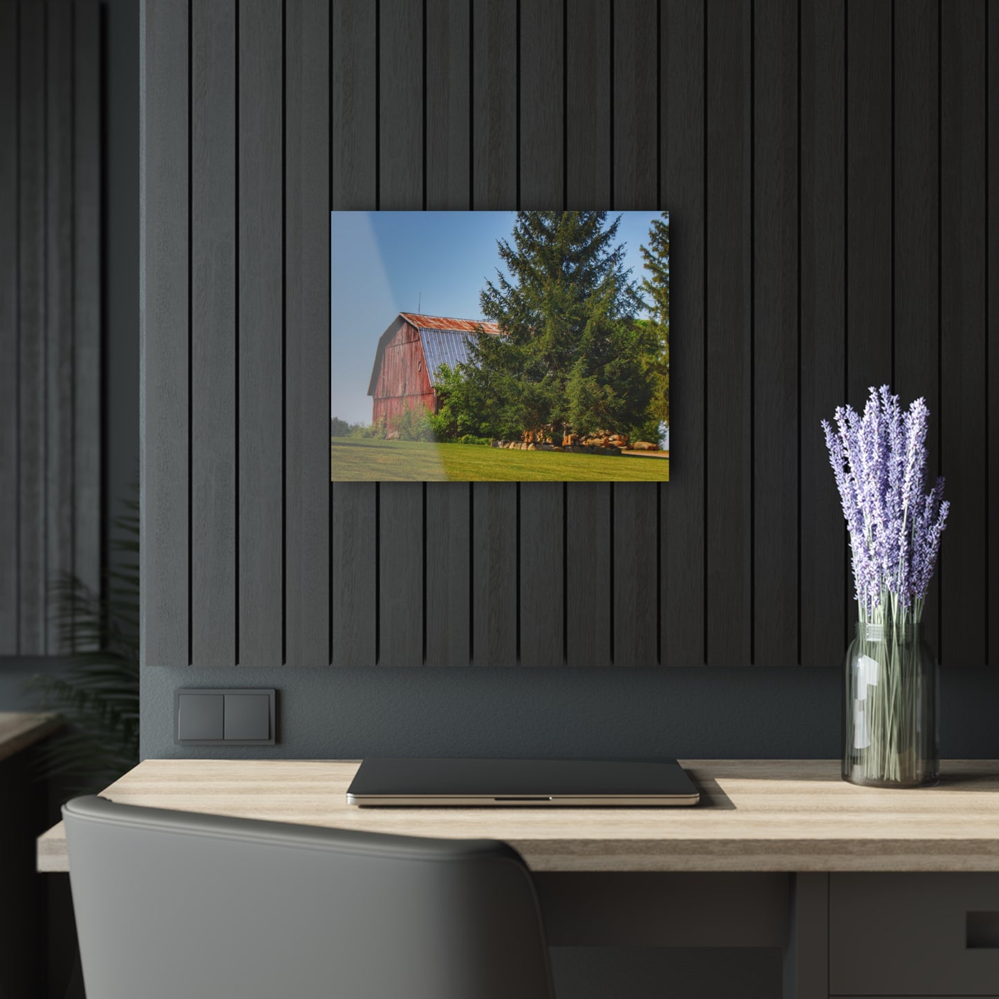 U R There Photography Mushroom Road Hidden Red Rustic Farmhouse Acrylic Wall Print