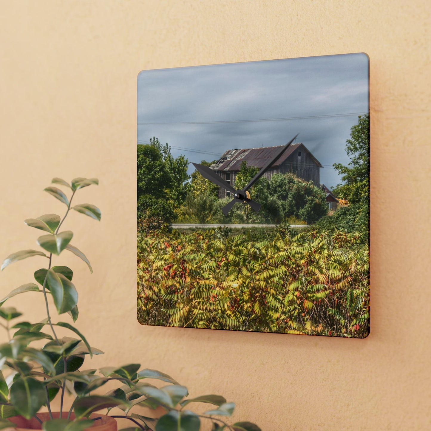 U R There Photography Van Dyke Grey Rustic Farmhouse Acrylic Analog Wall Clock