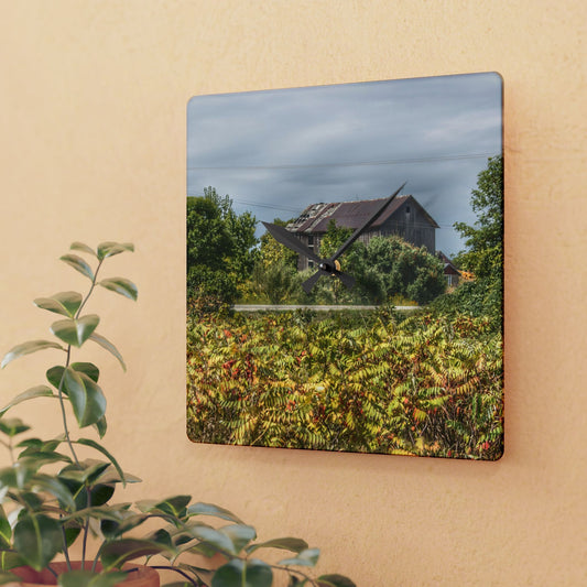 U R There Photography Van Dyke Grey Rustic Farmhouse Acrylic Analog Wall Clock