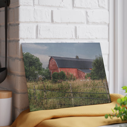 U R There Photography Snook Road Red Rustic Farmhouse Tempered-Glass Cutting Board