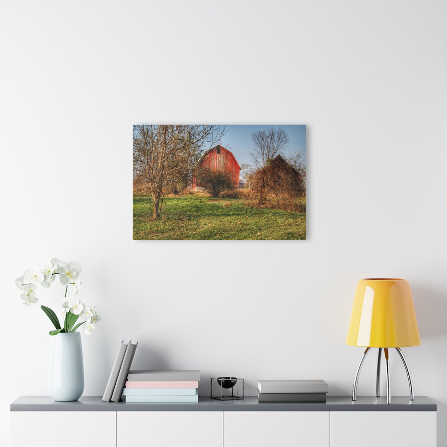U R There Photography Columbiaville Red in November Rustic Farmhouse Acrylic Wall Print