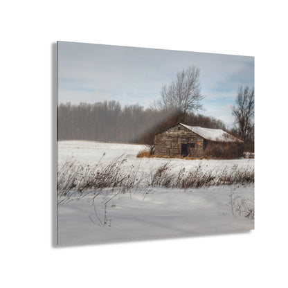 U R There Photography Frozen Grey Shack of Kingston Rustic Farmhouse Acrylic Wall Print
