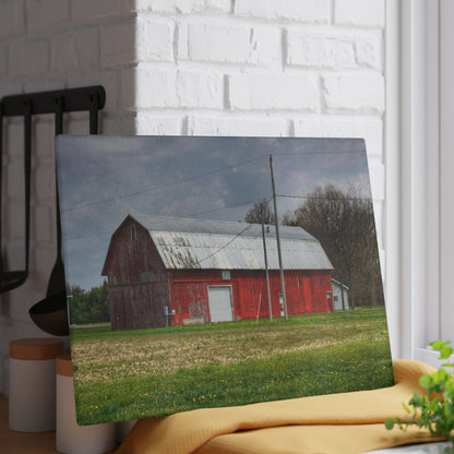 U R There Photography Coldwater Road Red I Rustic Farmhouse Tempered-Glass Cutting Board