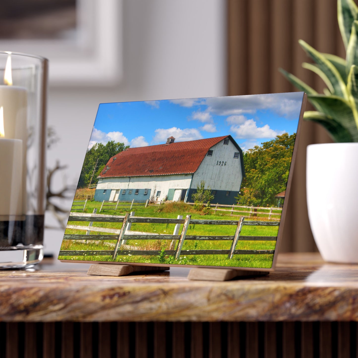 U R There Photography Beyond the Fence on Clark Road Rustic Farmhouse Decorative Ceramic Tile