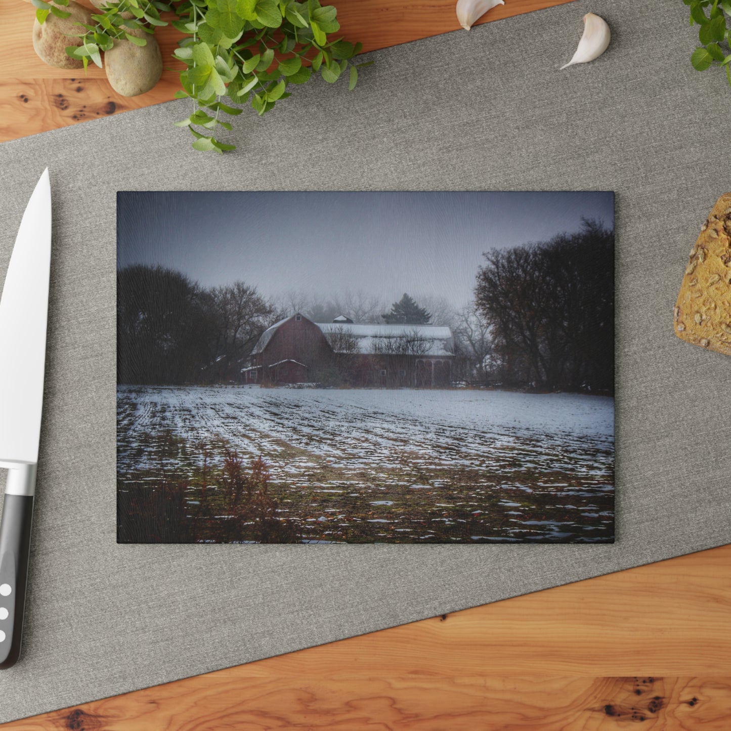 U R There Photography Holmes Road Red III Rustic Farmhouse Tempered-Glass Cutting Board
