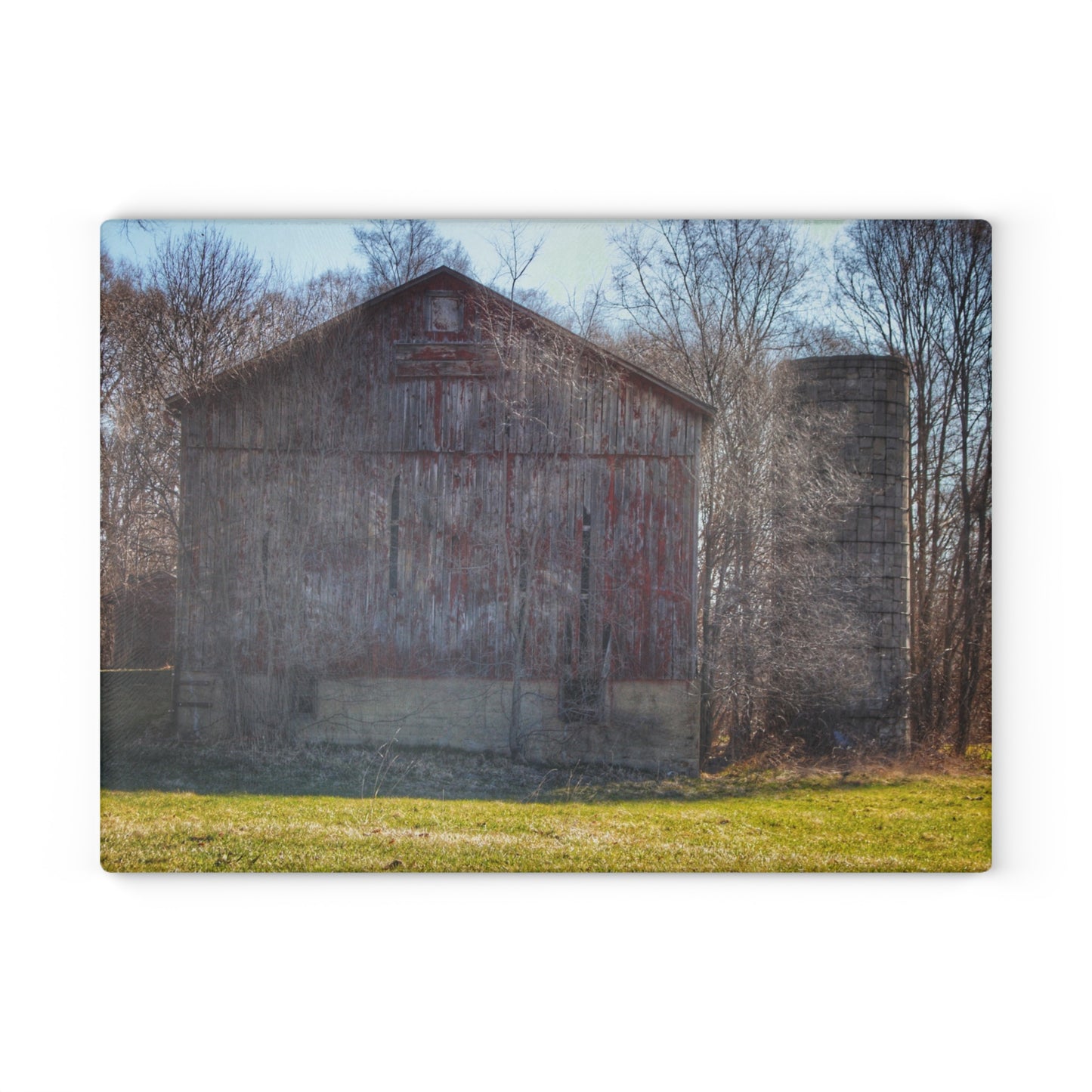 U R There Photography M-15 Red Rustic Farmhouse Tempered-Glass Cutting Board