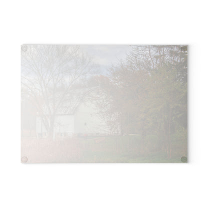 U R There Photography East Oakwood White Rustic Farmhouse Tempered-Glass Cutting Board