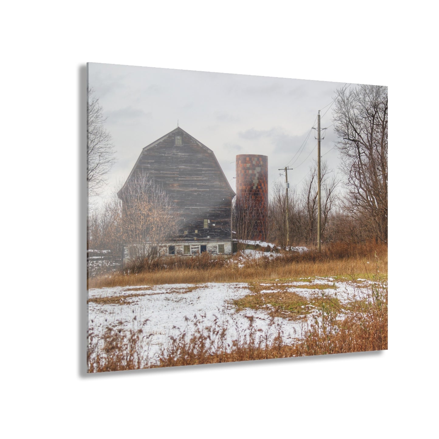 U R There Photography Secord Lake Road Grey Rustic Farmhouse Acrylic Wall Print