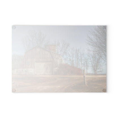 U R There Photography Maple Valley Road Red I Rustic Farmhouse Tempered-Glass Cutting Board