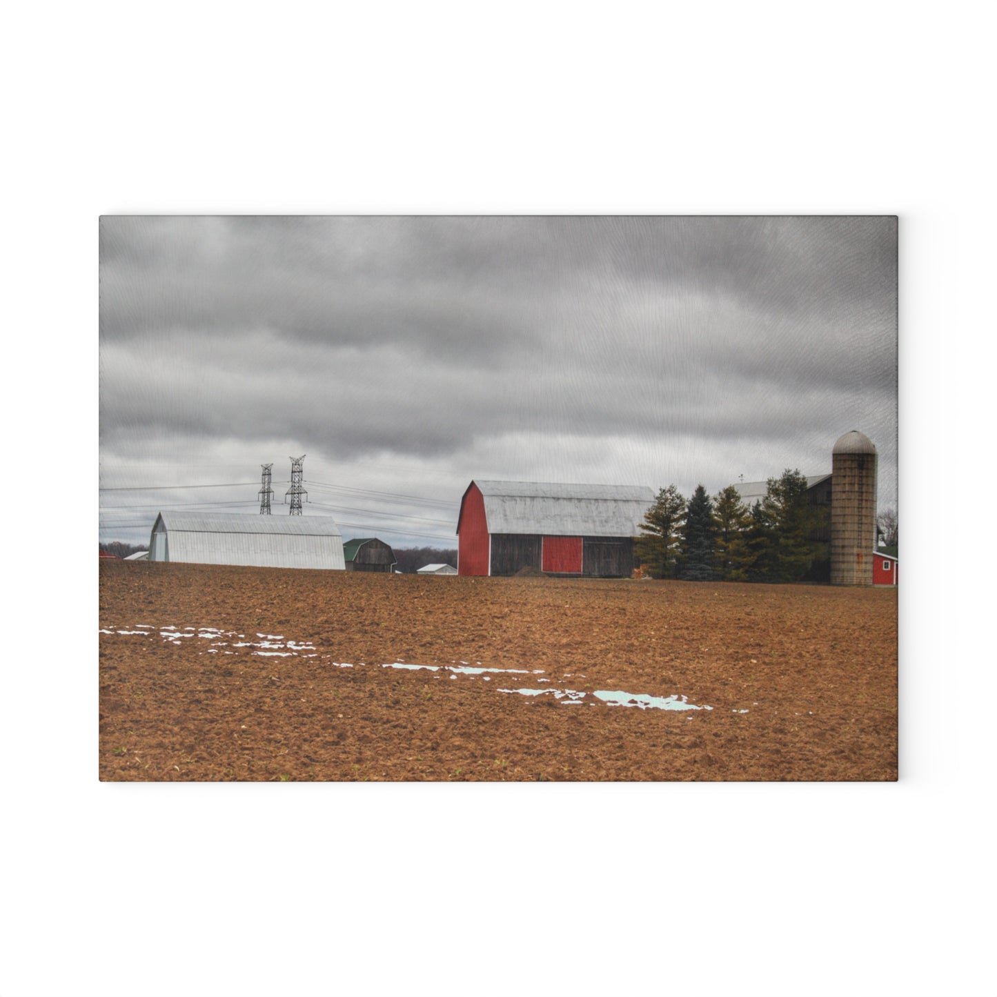 U R There Photography Ormes Road Old Grey Rustic Farmhouse Tempered-Glass Cutting Board